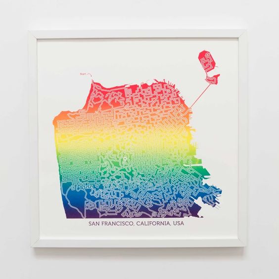 San Francisco, Map, Maze, Rainbow, Pride, LGBTQ+, SFEtsy, #Inktober, #InktoberSFetsy , Instagram 