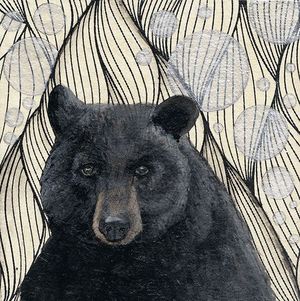 Craft Show - Makers Workspace -Amy Rose Moore - Illustration -Thoughts, Bear - Wood Panel