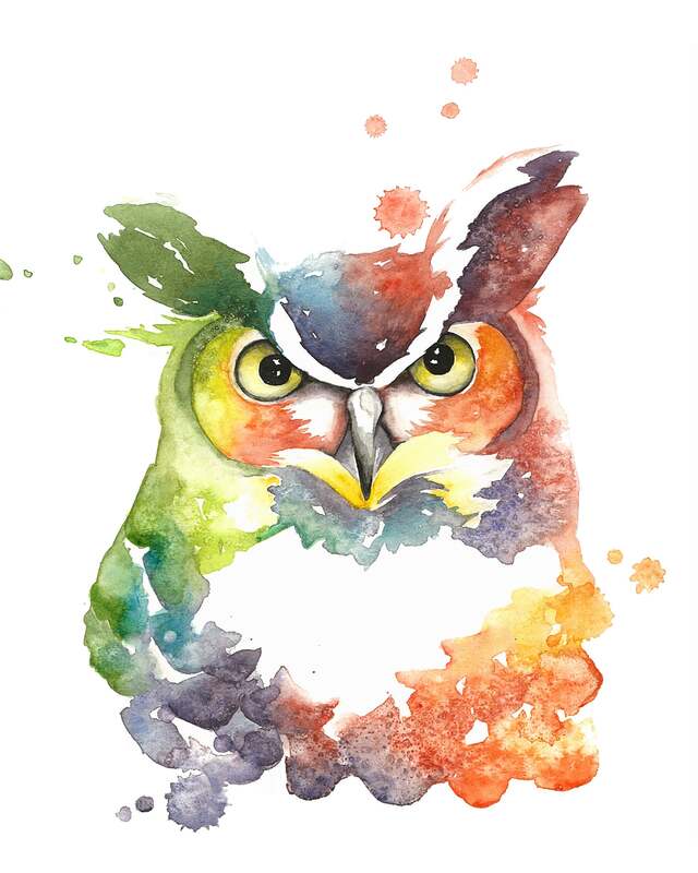 watercolor, owl, wildlife, wild birds, predator, SFEtsy, #Inktober, #InktoberSFetsy , Instagram 