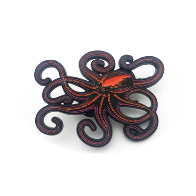 Shop Local - WehaveInCommons - SOMNIA CITY - Robot -Octopus - Pin - Pin Collection - Maritime - Steam Punk